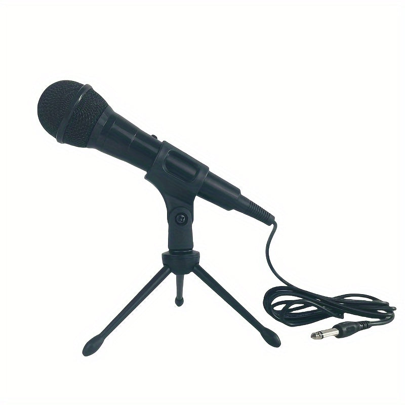 Micrófono Dinámico con Cable Premium para Karaoke, Discursos y Bodas - Portátil con Soporte, Conector XLR, Negro
