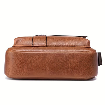 Bolsa cuadrada neutra para hombre, bolso de hombro unisex, bolso casual de negocios vertical vintage para hombre.