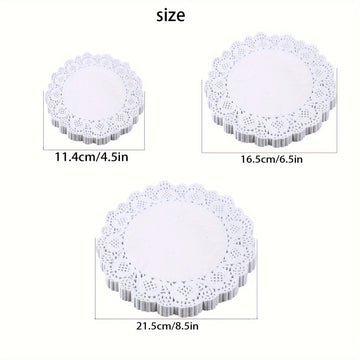 25 piezas de elegantes cojines de papel de encaje - Alfombras redondas resistentes al calor para bufé, pastel, servicio de comida frita | Ideal para decoración de fiestas, bodas, banquetes, alfombras resistentes al calor | Decoración de mesa con diseño d