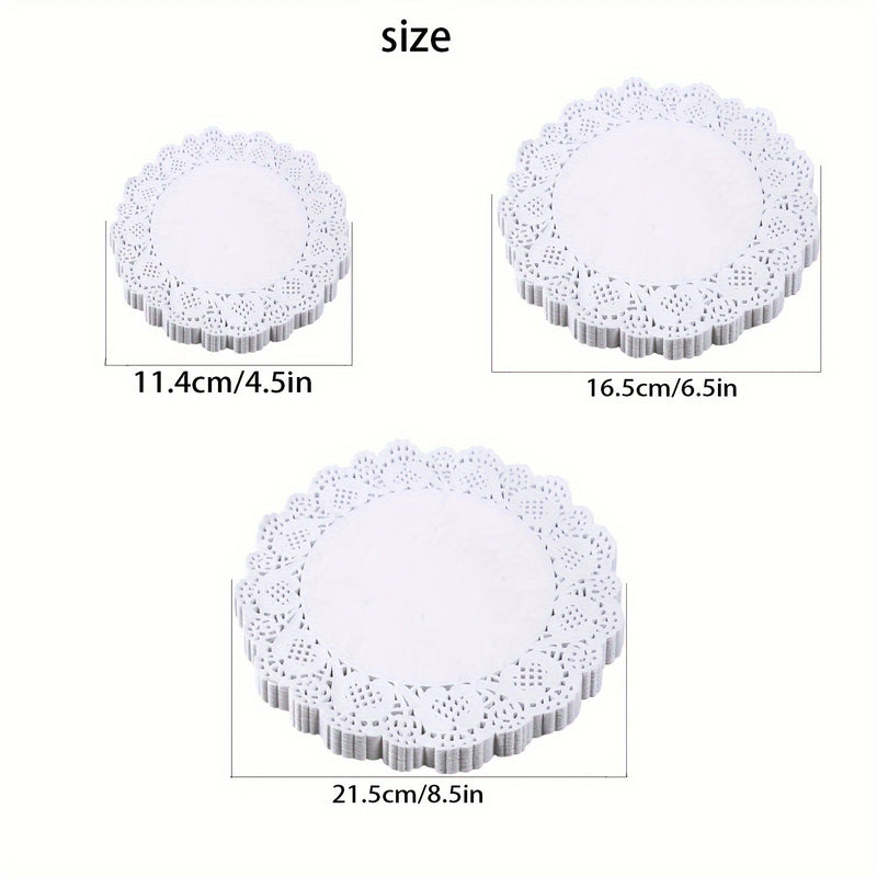 25 piezas de elegantes cojines de papel de encaje - Alfombras redondas resistentes al calor para bufé, pastel, servicio de comida frita | Ideal para decoración de fiestas, bodas, banquetes, alfombras resistentes al calor | Decoración de mesa con diseño d