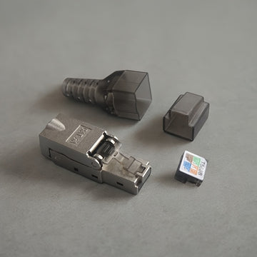 Conector RJ45-CAT.6A sin herramientas, adaptador de red Ethernet con conector RJ45 8P8C, carcasa metálica - No se requiere cableado, compatible con Alexa, ideal para la configuración de redes de computadoras, adaptador de red Ethernet para computadoras.