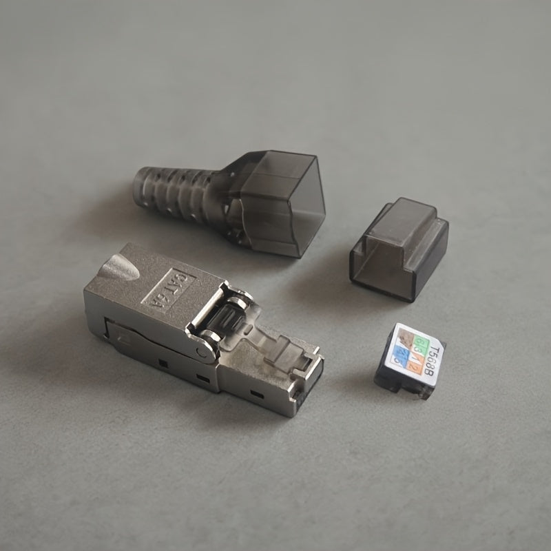 Conector RJ45-CAT.6A sin herramientas, adaptador de red Ethernet con conector RJ45 8P8C, carcasa metálica - No se requiere cableado, compatible con Alexa, ideal para la configuración de redes de computadoras, adaptador de red Ethernet para computadoras.