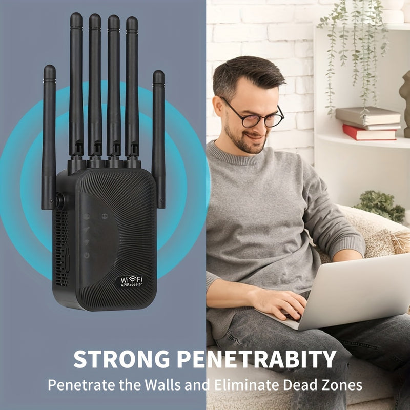 Repetidor de señal de Wi-Fi, mejorador de red doméstica, proporciona cobertura estable en toda la casa, soporta 2.4Ghz, soporta sistema WIFI6, enchufa y juega, sistema de 6 antenas, fácil de expandir wifi, adecuado para oficinas y cafeterías.