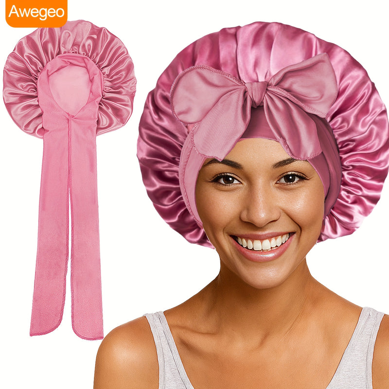 Gorros multiusos para dormir y baño Awegeo para mujer: protectores de cabello transpirables y súper suaves, ideales para la noche, el baño y el hogar, cubierta reutilizable sin fragancia para el cuidado del cabello húmedo y peinados elegantes, cierre con