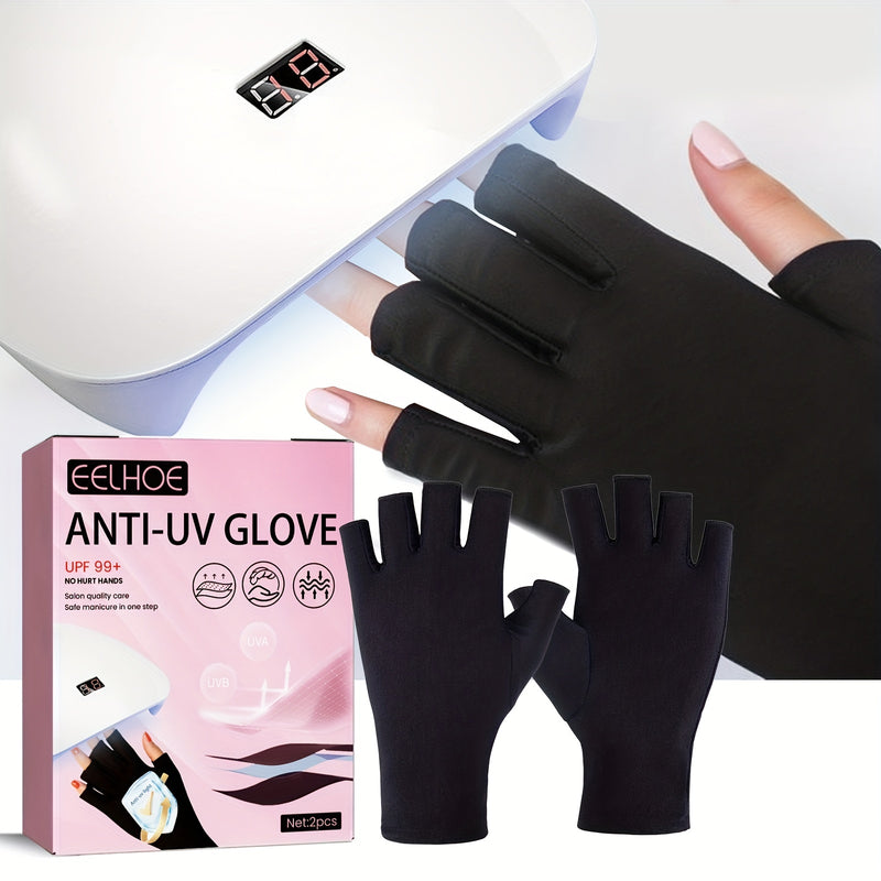 2 pares de guantes de protección para uñas - UPF 50+ Anti-Manos para manicuras de gel, oscurecimiento y estilismo, no tóxicos y sin alcohol, se ajustan a todos los tamaños de uñas, accesorio de arte de uñas