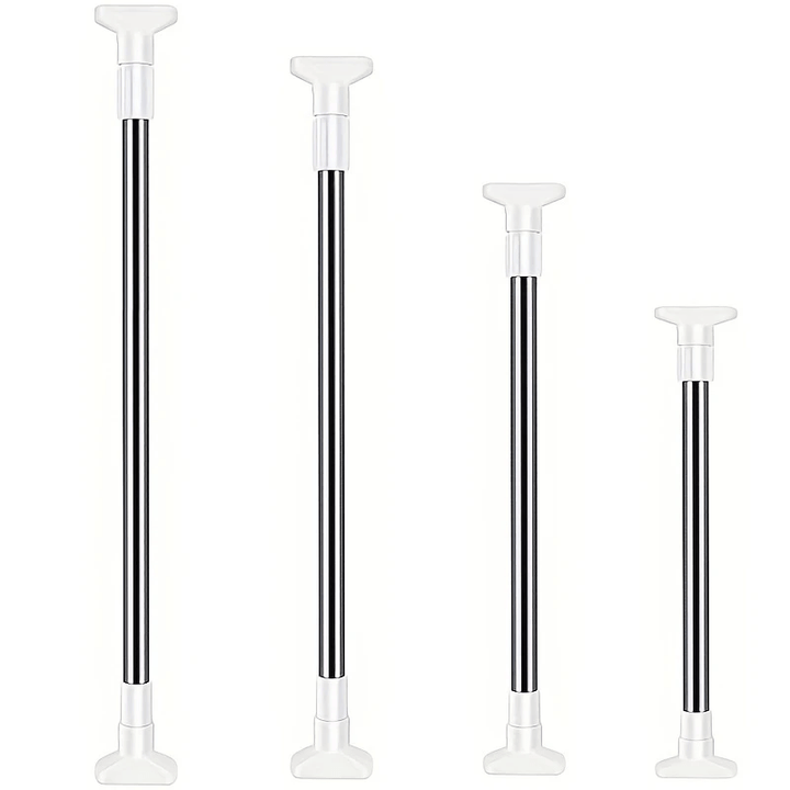 1 pieza de percha ajustable sin taladro para cortinas de ducha y armarios - Construcción metálica duradera, fácil de instalar con diseño deslizante, ideal para almacenamiento de baño y dormitorio, percha de cortina de ducha