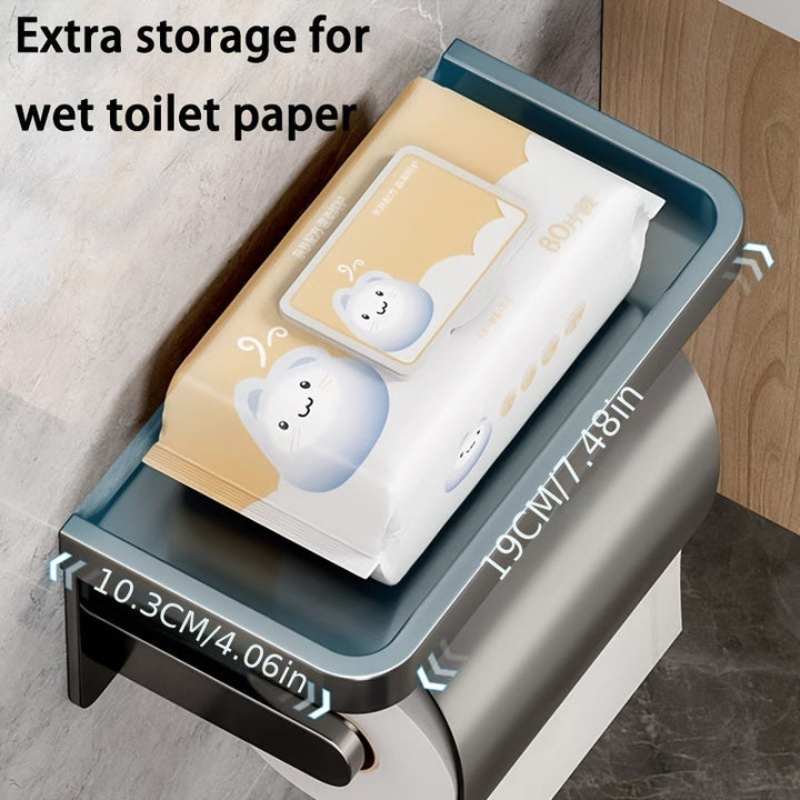 Papel Higiénico Montado en la Pared, 1 ud Portarrollos de Papel Higiénico Montado en la Pared Con Estante, Estante de Almacenamiento de Papel Higiénico, Accesorios de Baño, Almacenamiento y Organización de Baño