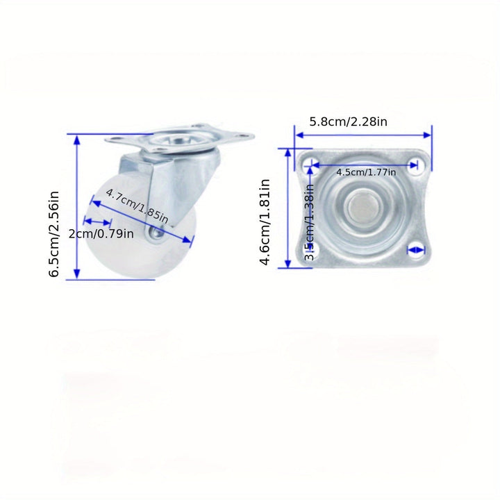 1 unidad de patín de rueda plana industrial de 2 pulgadas de alta resistencia, acabado de metal pulido, construcción duradera de metal y plástico para estanterías, carros, sillas de oficina y soportes de exhibición