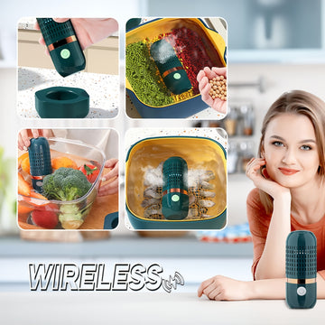 Limpiador de Frutas y Verduras Inalámbrico con USB, Dispositivo para Lavar Frutas, Verduras, Arroz, Carne y Vajilla (Azul)
