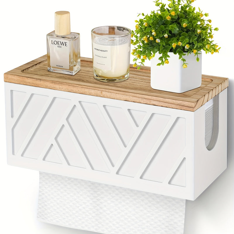 Dispensador de Toallas de Papel de Madera Maciza Montado en la Pared con Tapa - Diseño C/Z/Trifold para Decoración de Cocina y Baño