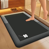 Alfombra de baño de felpa y franela geométrica - Ultra absorbente, antideslizante, secado rápido con respaldo de PVC, liviana y lavable a máquina, ideal para decoración de baño y entrada