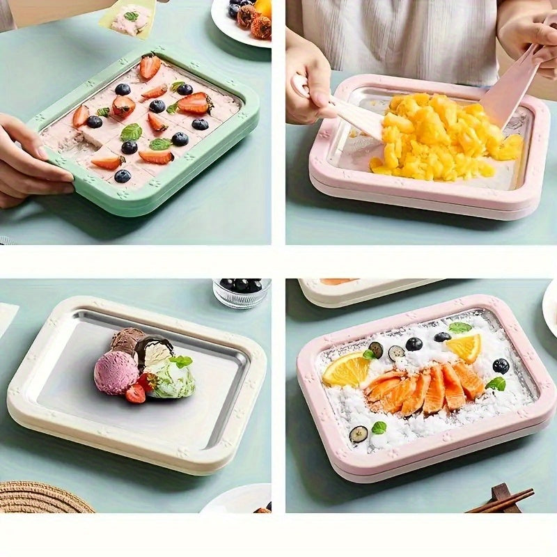 1pc Hacedor de Helado Casero Sencillo, Bandeja para Congelar Leche y Yogur DIY, Molde Portátil para Cubitos de Fruta, Herramienta Pequeña sin Necesidad de Enchufar