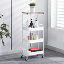 Carrito Rodante Versátil de 4 Niveles con Mesa Extraíble - Organizador de Almacenamiento de Metal para Sala de Estar, Cocina, Baño, Oficina, Dormitorio, Ganchos Utilitarios