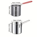 Fritadora profunda de acero inoxidable con soporte de colador integrado - Compacta y duradera, fácil de limpiar, perfecta para papas fritas, pescado y pollo - Esencial para la cocina del hogar, cocina sin aceite, moderna vajilla, material fácil de limpia