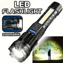 Una linterna multifuncional para exteriores, con un zoom telescópico súper brillante, luz de camping recargable, adecuada para viajes, camping, senderismo, pesca y emergencias.