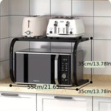 Rejilla de Microondas de Metal de Doble Nivel Espaciosa - Diseño Elegante de Almacenamiento Abierto para Encimeras de Cocina | Soporte Grueso Multifuncional para Hornos y Microondas sin Necesidad de Conexión de Energía, Uso Doméstico, Horneado