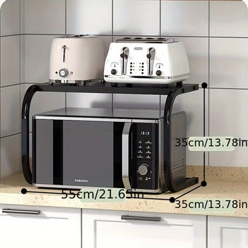 Rejilla de Microondas de Metal de Doble Nivel Espaciosa - Diseño Elegante de Almacenamiento Abierto para Encimeras de Cocina | Soporte Grueso Multifuncional para Hornos y Microondas sin Necesidad de Conexión de Energía, Uso Doméstico, Horneado