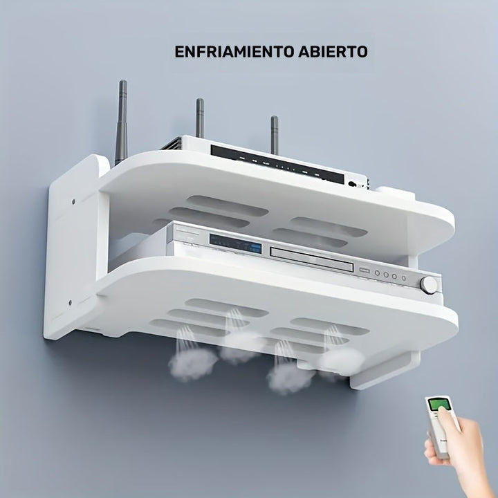 Estantería de Montaje en Pared para Ahorrar Espacio, 1 pieza, Material PP, Organizador sin Taladro para Enrutador y Decodificador de TV, Solución de Almacenamiento Utilitario Sin Carga