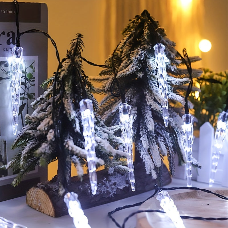 1pc Cadena de luces de energía solar de 20LED con 8 modos, luz decorativa de invierno para Navidad, luz de alero de pasillo, cadena de luces para patio exterior, 1 cadena de 5 metros con 20 luces
