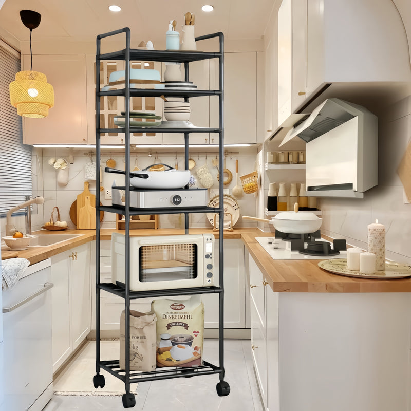 Carrito organizador multiusos con ruedas, resistente metal, ideal para cocina, sala, balcón y baño