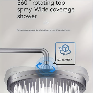 1pc Cabezal de Ducha de Alta Presión Ajustable, Rociador Superior de 6 Velocidades, Cabezal de Ducha de Mano Individual Presurizado, Rociador de Lluvia, Accesorios de Baño, Juego de Cabezal de Ducha y Manguera