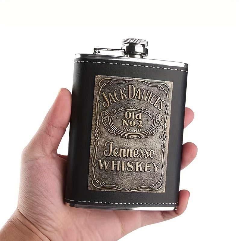 1 pieza de petaca cuadrada de 8 oz en cuero sintético - Petaca de acero inoxidable con grabado original de Tennessee, regalo novedoso perfecto para padrino de boda o familia, petaca portátil para licores