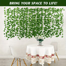 12pcs Enredaderas Artificiales de Hiedra, Guirnalda de Hojas Colgantes de Plantas de Hiedra para Decoración de Pared de Habitación, Jardín, Oficina, Boda, Guirnalda de Hojas de Hiedra Verde para Colgar en la Pared, Decoración de Jardín para el Hogar, Fal