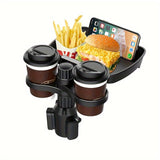 Plato de soporte para taza de coche 3 en 1 y mesa de comedor - Altura ajustable, plato giratorio y plato desmontable, diseño ergonómico para un acceso seguro y fácil a la taza de coche, plato de soporte para taza de coche, accesorio de interior de vehícu