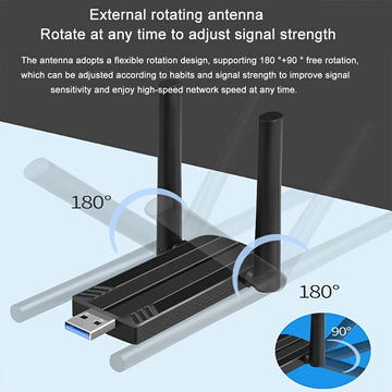 Tarjeta de Red Inalámbrica USB, Banda Doble 1300Mbps 2.4GHz/400Mbps y 5.8GHz/867Mbps, Antena Dual Alta Ganancia 5dBi, 802.11AC USB 3.0