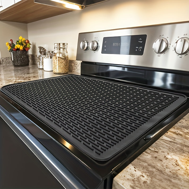 1pc Cubierta de Estufa Premium de Silicona - Resistente al Calor hasta 500°F, Diseño Antideslizante en y Gris para Cocinas Eléctricas/Vidrio, Protector Multiusos y Secador de Utensilios, Prevención de Arañazos/Datos, Accesorio Elegante para Cocina, Durad