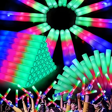 Conjunto de varillas fluorescentes de espuma con 3 modos de luz LED, 49 piezas, 34 cm/13.4 pulgadas, para fiestas en la oscuridad, bodas, cumpleaños, conciertos y Navidad/Halloween