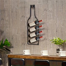 Rack de Vino Montado en la Pared de Bronce Vintage, Capacidad para 4 Botellas - Organizador Decorativo Rústico de Hierro para el Hogar o Bodega de Vinos, Elegante Decoración Temática del Vino con Detalles Dorados, Portabotellas