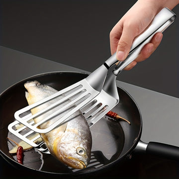 1 pza. Pinzas de acero inoxidable multifuncionales para buffet, freír pescado, pan, bistec, ensalada y postre; herramientas de cocina para preparar y servir alimentos sin esfuerzo