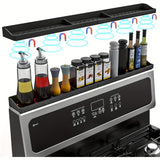 Estantería magnética de silicona para cocina de 30 pulgadas, organizador de almacenamiento abierto no de madera, duradero y apto para lavavajillas, especiero sin electricidad para huecos/hornos planos, con fuerte respaldo magnético - Negro