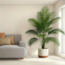 1 Maceta de Planta Artificial de Palma - 24 Hojas Realistas, Árbol del Dinero Grande con Diseño de Girasoles, Decoración Moderna y Fácil Mantenimiento para Interior/Exterior, Hogar, Oficina o Jardín de Boda