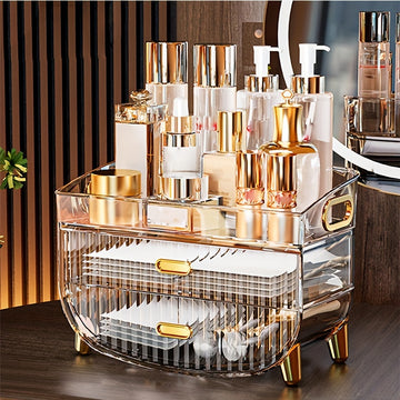 Organice sus productos para el cuidado de la piel con esta caja de almacenamiento de mascarillas faciales acrílicas de gran capacidad y organizador de maquillaje