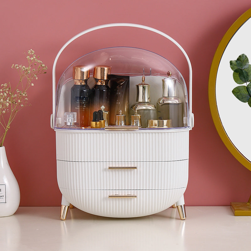 Organizador de Maquillaje Transparente Portátil con Cajón - Caja de Almacenamiento de Cosméticos a Prueba de Polvo para Cuidado de la Piel, Lápiz Labial y Mascarillas - Ideal para el Mostrador del Baño