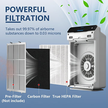 5 cartuchos de filtro de reemplazo para purificadores de aire Winx115115, C535, 5300, 5300-2, 6300, 6300-2, AM90, P300 (1 filtro HEPA premium y 4 filtros de carbon activado)