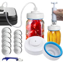 Juego de Sellador al Vacío para Tarros Mason con Accesorios Manguera, Adecuado para Tarros Mason de Boca Ancha y Normal, Sellador al Vacío Ajustable para Tarros de Conservas, Bomba de Succión Portátil Manual y Abrebotellas