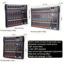 Consola de mezclas profesional NXG con USB, XLR, alimentación fantasma de 48V, entradas/salidas RCA - Material de aleación, funciona con fuente de alimentación 220-240V con enchufe europeo, opciones de 6/8/12 canales, efecto de reverberación DSP, no requ