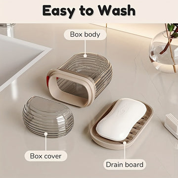 Conjunto de 2 Piezas Caja Portátil para Jabón y Soporte para Cepillos de Dientes - Plástico Duradero, Forma Ovalada, Imprescindible para Acampar, Gimnasio, Accesorios de Baño