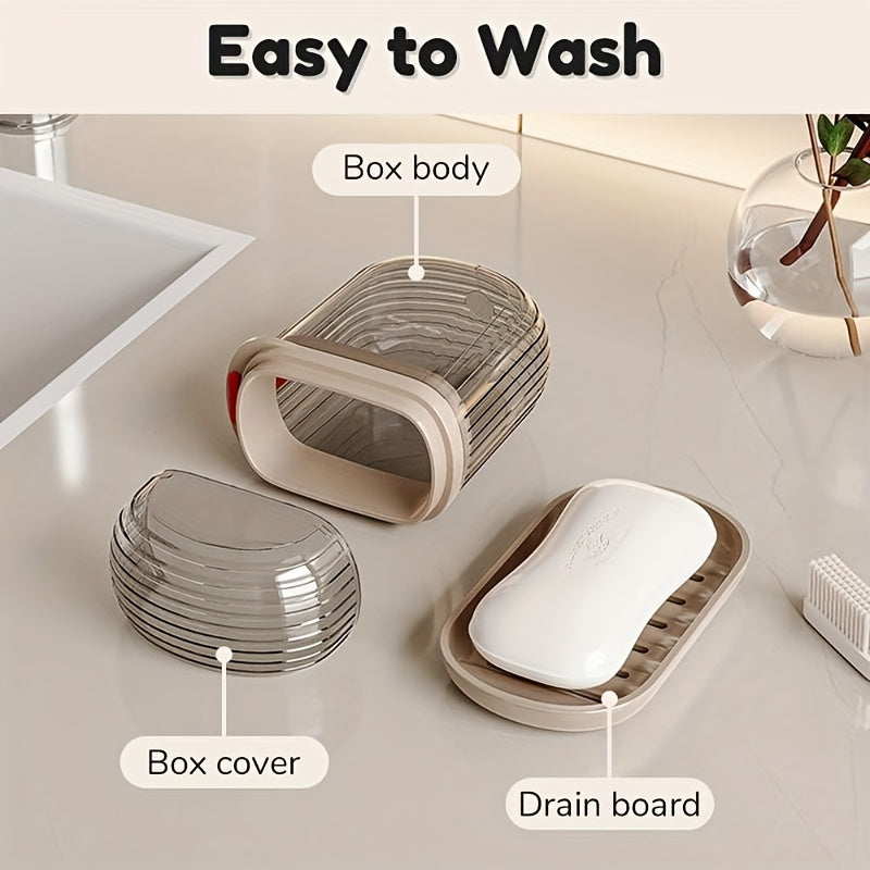 Conjunto de 2 Piezas Caja Portátil para Jabón y Soporte para Cepillos de Dientes - Plástico Duradero, Forma Ovalada, Imprescindible para Acampar, Gimnasio, Accesorios de Baño