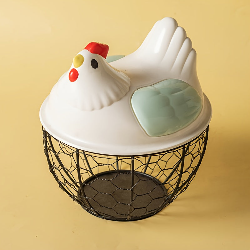 Canasta para Huevos con Cubierta de Plástico - Organizador de Almacenamiento de Cocina para Huevos, Frutas y Verduras - Juego de Contenedores Duraderos Seguros para Alimentos