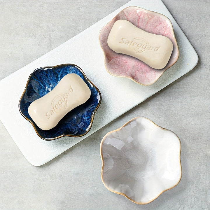 1 Pieza, Plato De Jabón Creativo, Bandeja De Jabón De Cerámica, Soporte En Forma De Flor, Estante Para Baño, Bandeja De Almacenamiento Multifuncional, Decoración Del Hogar, Accesorios De Baño