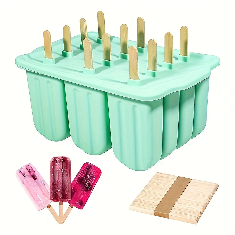 Formas para paletas de hielo, moldes para paletas de silicona de un solo paquete o dos piezas libres de BPA, reutilizables y de fácil desmoldeo (verde y azul)