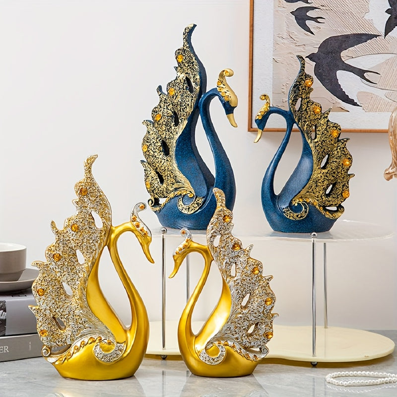 Juego de 2 Estatuas de Cisnes de Resina, Escultura de Pareja, Decoración para el Hogar en Sala de Estar, Dormitorio, Baño, Oficina, Mesa de Comedor, Banquete de Boda, Decoración Central de Chimenea