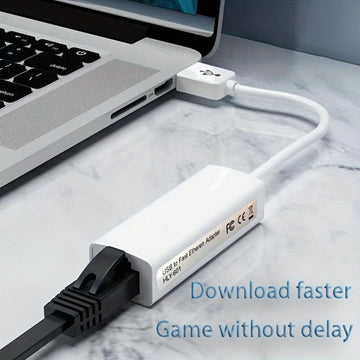 Adaptador de Tarjeta de Red Ethernet USB a RJ45 para Computadora 2.0, Interfaz de Red con Conexión y Reproducción de 100 Mbps, Sin Necesidad de Controladores, Portátil, 1 Pieza