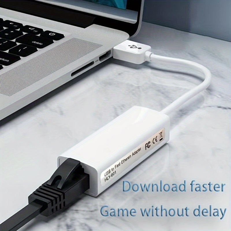 Adaptador de Tarjeta de Red Ethernet USB a RJ45 para Computadora 2.0, Interfaz de Red con Conexión y Reproducción de 100 Mbps, Sin Necesidad de Controladores, Portátil, 1 Pieza