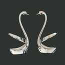 2 piezas de soportes verticales de base de cisne de acero inoxidable, utilizados para almacenamiento y exhibición de vajilla en el hogar y restaurantes, organizador de cubiertos | Vajilla elegante | Soporte duradero