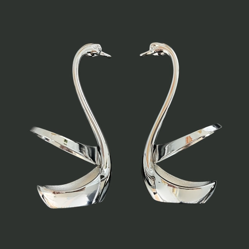 2 piezas de soportes verticales de base de cisne de acero inoxidable, utilizados para almacenamiento y exhibición de vajilla en el hogar y restaurantes, organizador de cubiertos | Vajilla elegante | Soporte duradero